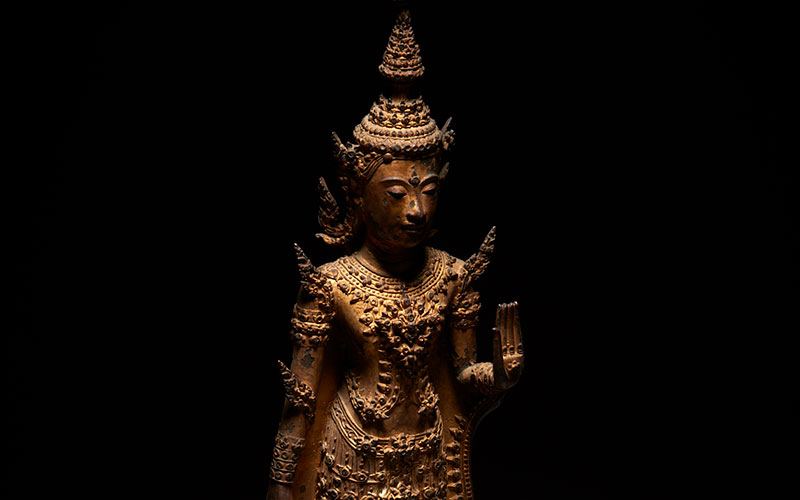 Standing Buddha, Thailand, 18th-19th Century, Gilded Bronze figurine